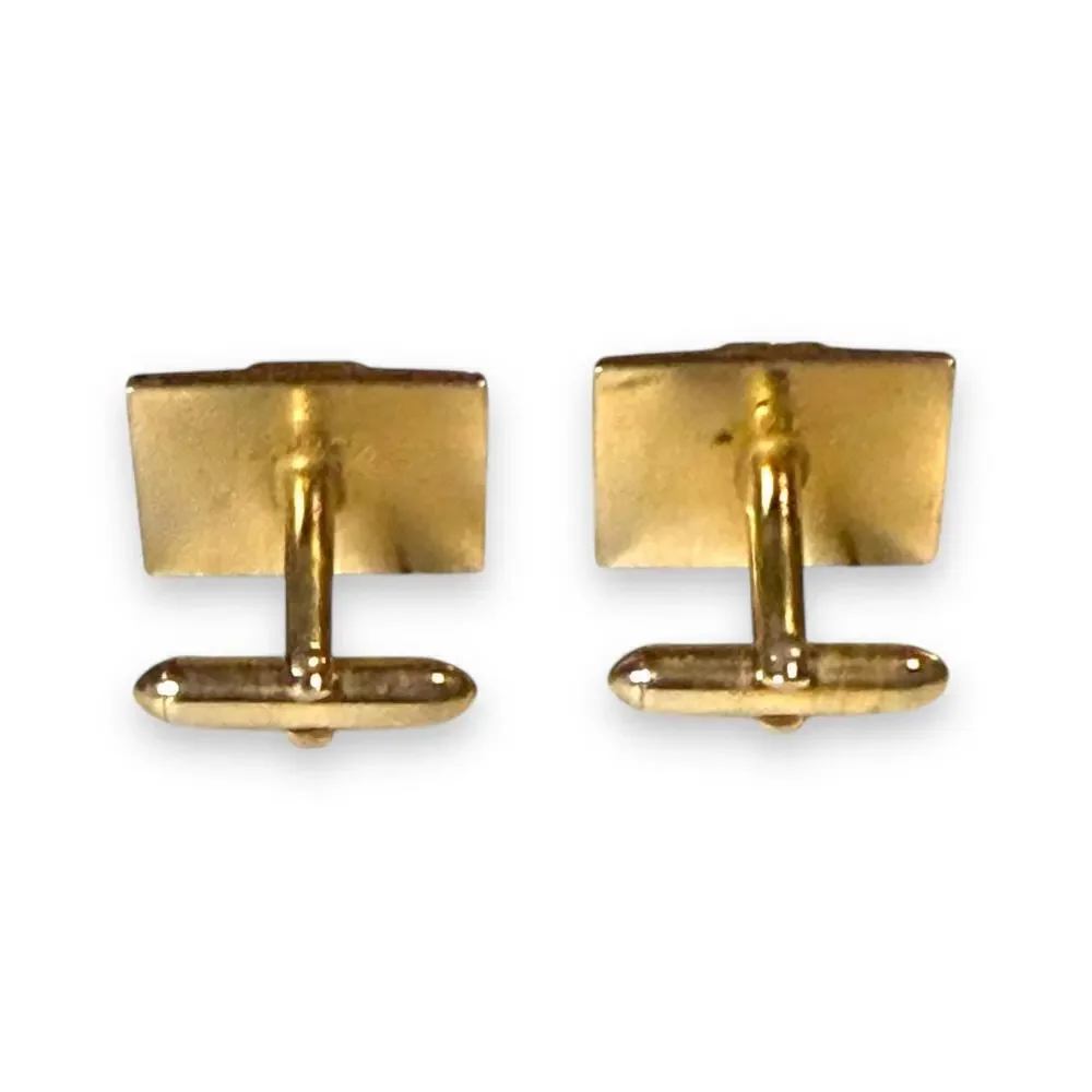 Vintage Swank Cufflinks Mens Gold Tone Mother of Pearl Geometric MCM Deco Bullet
